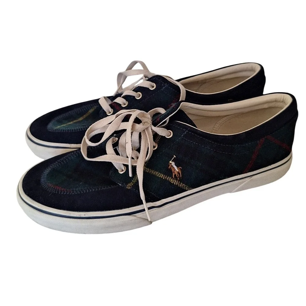POLO Ralph Lauren Shoes Mens SIZE‎ 12 Faxon X Wool Plaid Suede Leather